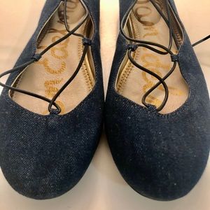 Denim Sam Edelman lace up flats